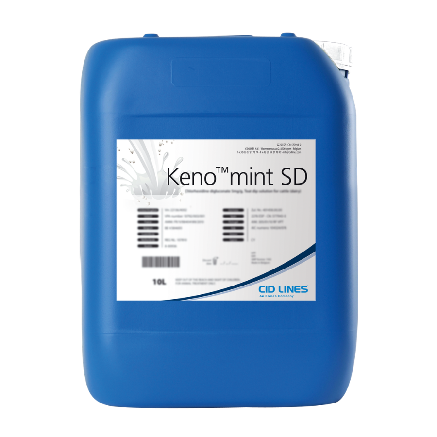 Na zdjęciu 10L niebieski kanister z produktem Keno™mint SD firmy CID LINES.